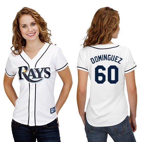 Jose Dominguez #60 mlb Jersey-Tampa Bay Rays Women's Authentic Home White Cool Base Baseball Jersey